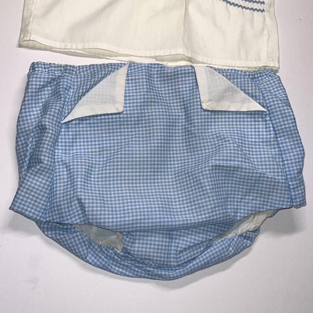 Precious vintage 1950s Going to Grandmas Blue and White check baby Outfit Set - Picture 5 of 15